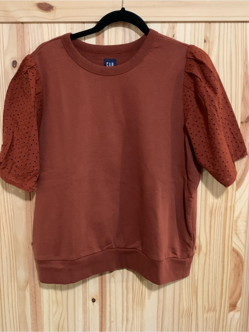 GAP Rust Eyelet Sleeve Sweatshirt Size L